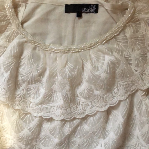 TODAY ONLY: GIRLS MOSCHINO KNEE HIGH WHITE AND DENIM DRESS WITH SIDE POCKETS - Picture 3 of 8